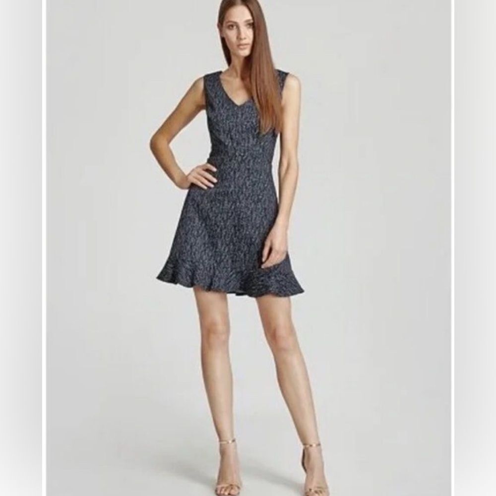 Reiss Lola Frill Hem Blue Cocktail Dress Size 6